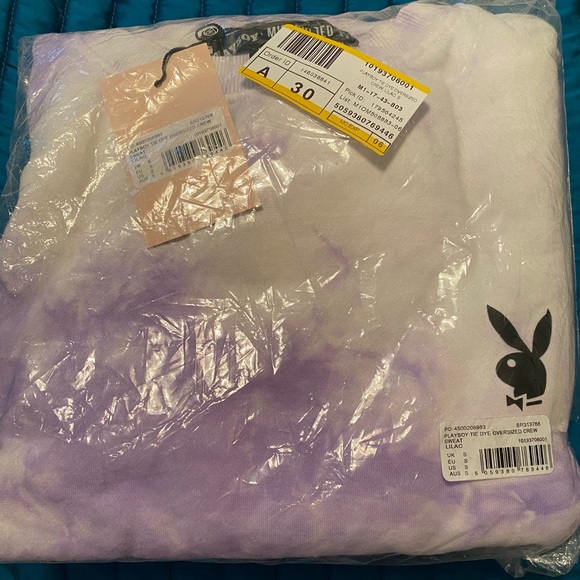 Misguided playboy oversized crew, lilac. Size S - Picture 2 of 2